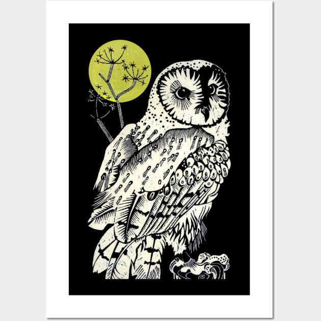 Night Owl with Yellow Moon Wall Art by Hooty Hoo